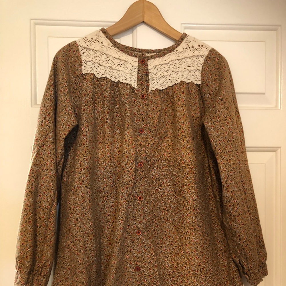 Floral Long Sleeve Dress with Lace Detail